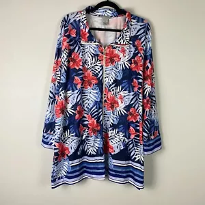 Catherines Jacket Womens 3X Full Zip Floral Tropical Stretch - Picture 1 of 10