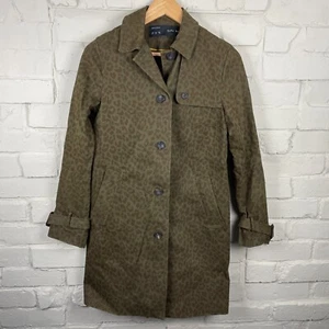 Zara Trenchcoat Damen Größe UK M Grün Leopardenmuster Knopfleiste Kragen - Bild 1 von 7
