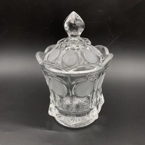 Vtg Fostoria Clear Glass Coin Dot #1372 Covered Candy Jar Sugar Bowl Dish 6.5" - Picture 1 of 13