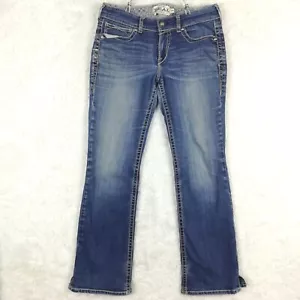 Ariat Womens Jeans R.E.A.L. Original Boot Cut Denim Blue Mid Rise Whiskering 30 - Picture 1 of 13