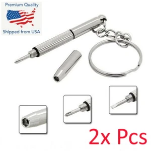 2x PCS - 3 in1 Screwdriver Socket Eyeglass Sunglass Watch Repair Tool Keychain - Picture 1 of 2