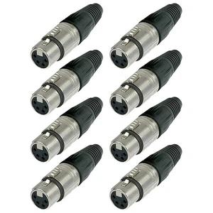 8x Neutrik NC4FX XLR 4Pin Female Pro Audio Cable Connector Adapter Silver Plated - Picture 1 of 2