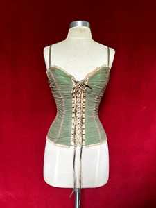 Cinema Vintage Green/Beige Mesh Corset Size S - Zdjęcie 1 z 7