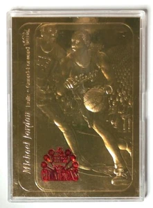 1998 Fleer 23kt Gold Michael Jordan 1986 Rookie 6Rings 1987/4523 - Foto 1 di 3