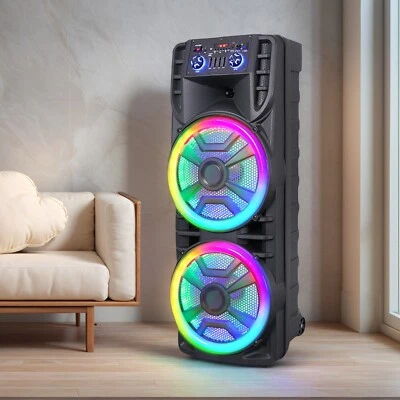 8000W Bluetooth Speaker Dual 12" Subwoofer Heavy Bass Sound System Party & Mic - Image 1 of 4