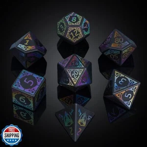 UDIXI Obsidian Würfel Edelstein DND Würfel Set Stein DandD Würfel buntes Muster f - Bild 1 von 5