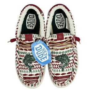 Hey Dude Uomo 11 Wally Merry Fishmas Maglione Scarpe di Tela - Foto 1 di 8