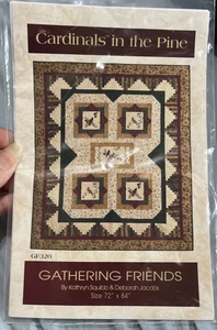 Cardinals in the Pine Pieced Quilt Pattern 72" x 84" Gathering Friends - Picture 1 of 2