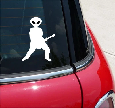 GUITARRA ALIENÍGENA VINILO CALCOMANÍA PEGATINA TOCAR MÚSICA ROCK METAL DIVERTIDO COCHE CAMIÓN VENTANA Foto 1 de 3