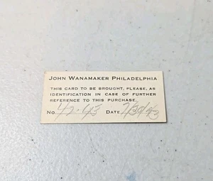 1940s John Wanamaker Store Order Reference Tag Philadelphia Vtg - Dated 7/30/43 - Picture 1 of 5