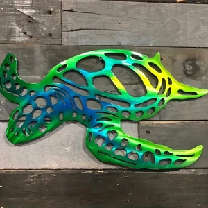 Metal Turtle Wall Decor Sport Fish Metal Wall Turtle Sealife Sculpture - Picture 1 of 2