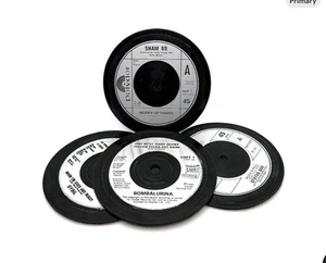 Silver Label, Quality Handcrafted Vinyl Record Coaster, Retro Music, Set Of 4 - Picture 1 of 5