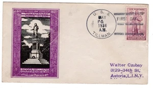 #777 Rhode Island 1936 FDC - Planty #24 U/O USS Tillman Naval Czubay Serviced - Picture 1 of 2