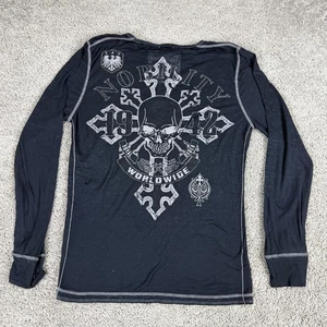 Adel Shirt Herren XL schwarz Henley Langarm Totenkopf 1942 Motors Tee Grafik - Bild 1 von 11