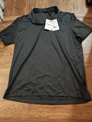 NWT Theory Polo Shirt Mens Large Black Atlas Pique Casual Preppy Golf Classic  - Image 1 of 4