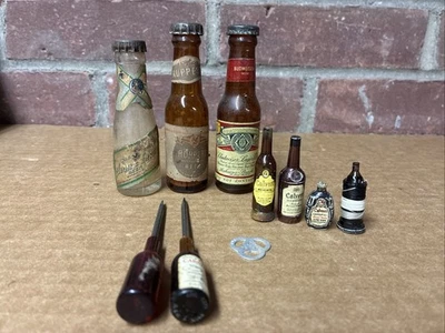 Lote Publicitario Vintage Botellas de Cerveza Miniatura Whisky Novedad Foto 1 de 4