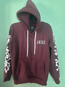 Size M - Amiri Bones Stacked Hoodie  Rare burgundy, Vtg!  Good Condition - Picture 1 of 11