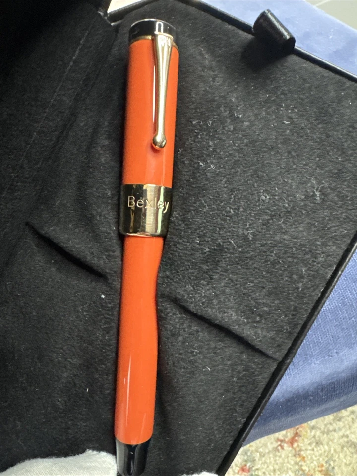 Pluma Estilográfica Bexley Deluxe 2001 #162/250 Naranja Oro 18k M Nuevo en Caja Borde Dorado Foto 1 de 4