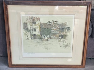 Cecil Aldin "Ightham Mote House" signierter limitierter Druck Lithographie Herrenhäuser - Bild 1 von 8