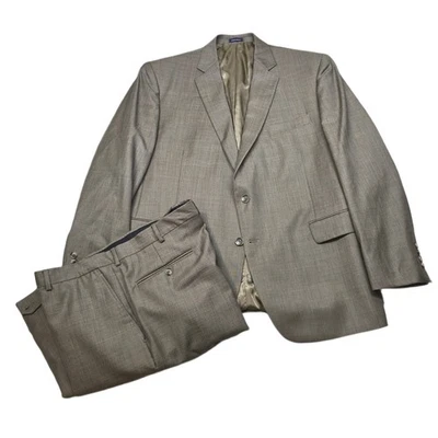Stafford Wool Suit Mens 48R 2 Piece Pants 42x30 Tan Brown Classic Fit Travel - Image 1 of 4