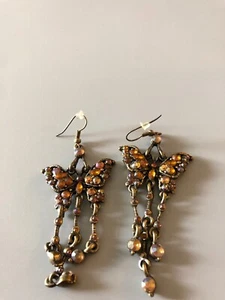 Vintage hübsche Schmetterling baumelnde Ohrringe - Bild 1 von 3