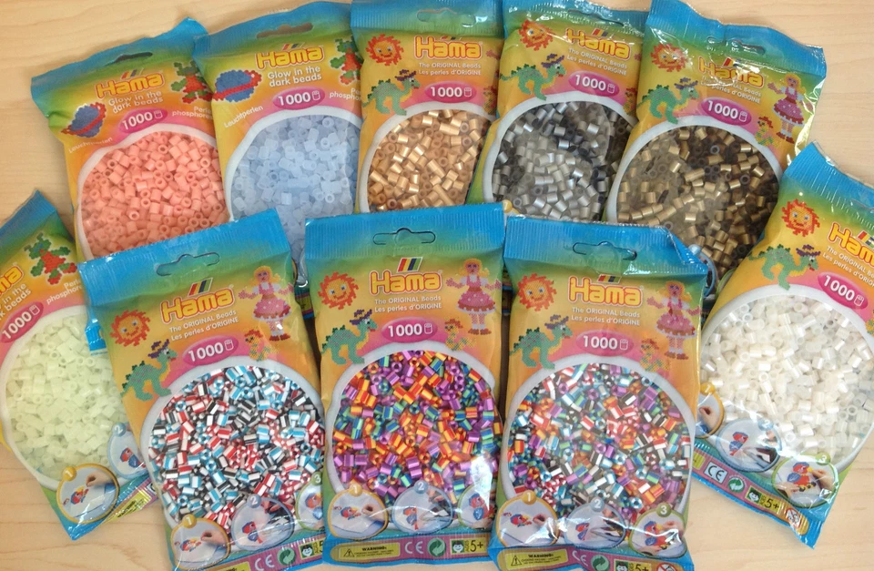 1000 Hama Bügelperlen midi Sonderfarbe glow in the dark, Leuchtperlen, gestreift - Bild 1 von 1