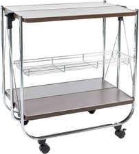 Carrello portavivande da cucina pieghevole colore marrone in metallo cromato