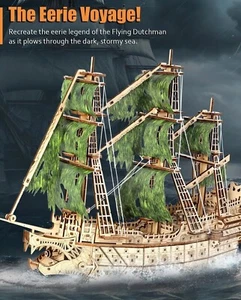 Challenging Flying Dutchman 3D Wooden Puzzles for Adults Pirate Ship Model Kit - Picture 1 of 4