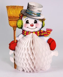 Cute 1980 Beistle Honeycomb Snowman Christmas Centerpiece Decoration - Picture 1 of 3