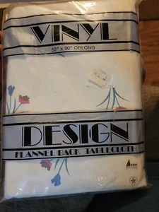 Vintage Avon Flannelback 52x90 längliche Blumendruck Tischdecke Made in USA - G5 - Bild 1 von 3