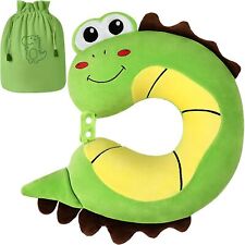 Kids Travel Pillow,Cute Dinosour Memory Foam Headrest and Sleeping - Green