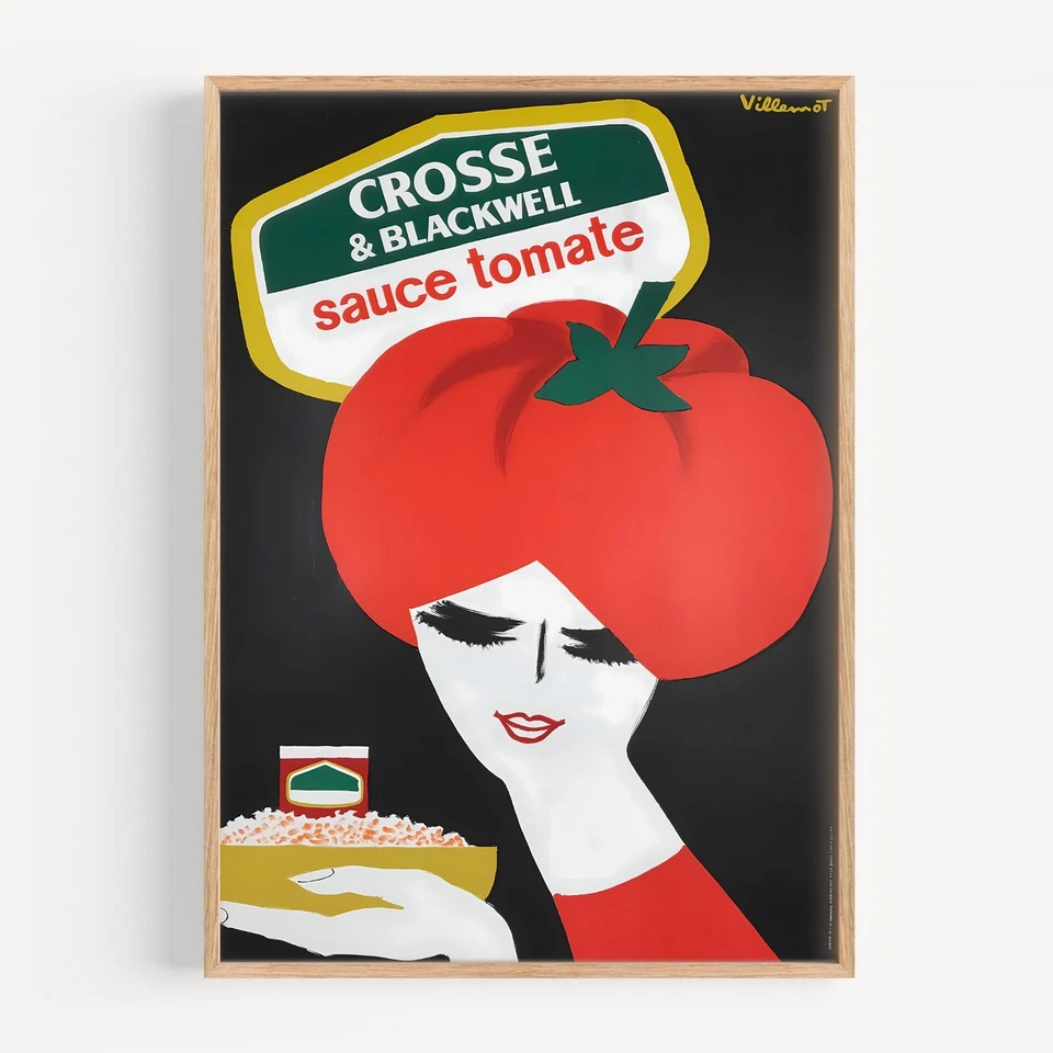 Póster de arte de pared vintage Crosse & Blackwell Sauce Tomate - Bernard Villemot 1981 Foto 1 de 4