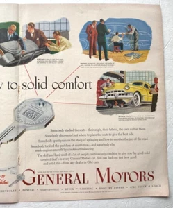 General Motors Vintage Print Ad Key to Solid Comfort Center Spread 21 x 14 In - Picture 1 of 3