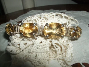 BRACCIALE BRACELET GIOIELLO QUARZO CITRINO CABOCHON ARGENTO 925 STERLING 20CM - Imagen 1 de 12