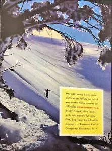 1940 Cine Kodak Color Snow Covered Mountain Slope Skier Vintage Print Ad - Picture 1 of 5