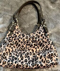 Authentic Coach Purse; Cheetah Print with Multiple Sections & Pockets