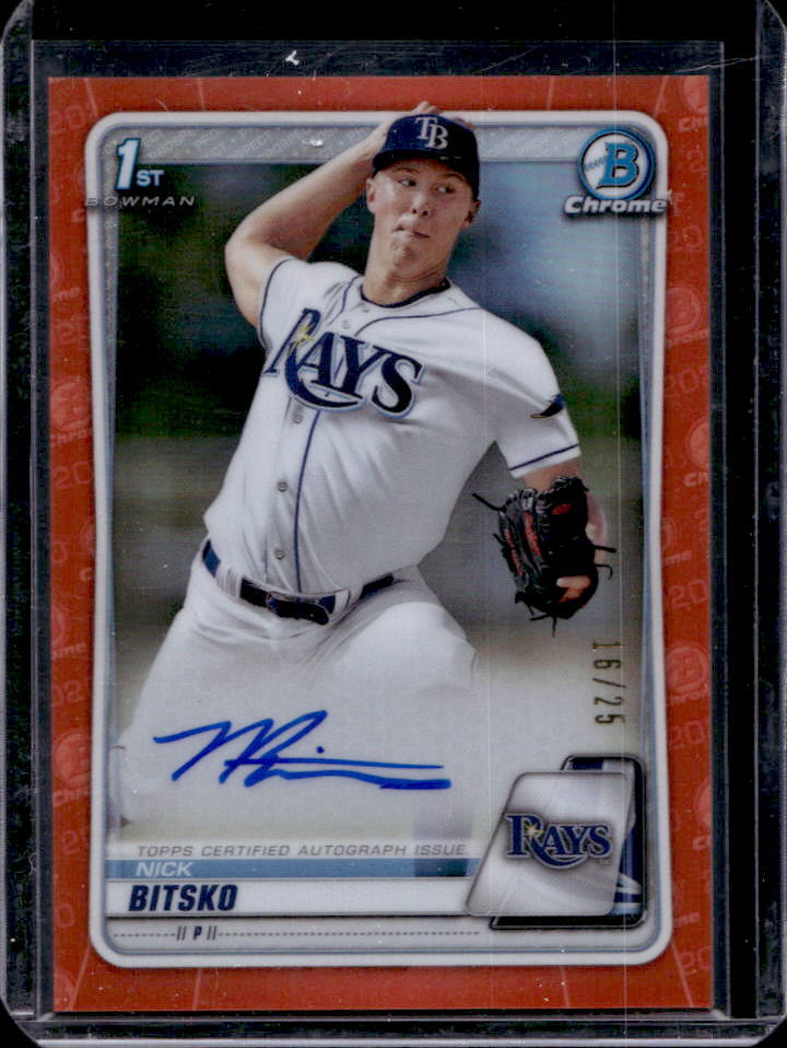 2020 Bowman Chrome Draft Nick Bitsko 1st Prospect Orange Refractor Auto #16/25