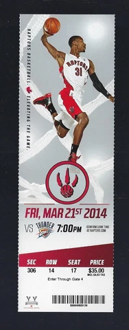 KEVIN DURANT 51 POINTS - 2014 NBA THUNDER @ RAPTORS FULL TICKET - MARCH 21 Cover