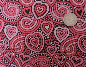 100% Cotton Fabric Hearts and Swirls - By the Yard - Picture 1 of 2