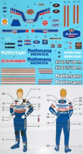 1/12 HONDA NSR500 ROTHMANS '89 W. GARDNER MOTOR RIDER DECAL for HASEGAWA - Imagen 1 de 1