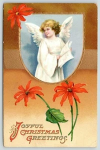 Clapsaddle Weihnachten~blondes Engelmädchen~Weihnachtsstern~geprägt~1909 PC - Bild 1 von 2