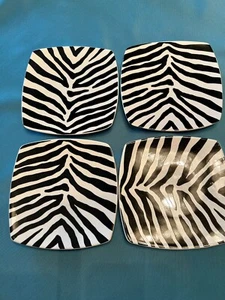 Four Collectible Zebra Pattern Plates 6" PTS Intl Indonesia Fine China - Picture 1 of 3