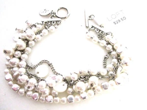 Ann Taylor LOFT Women's Pearlized Layer Delicate Charm Bracelet NWT $29.50 - Picture 1 of 6
