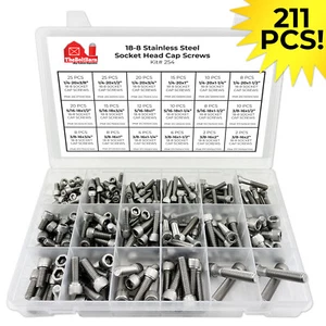 Inch Allen Socket Head Cap Screws Bolts Coarse 18-8 Stainless Steel Assortment - Picture 1 of 2