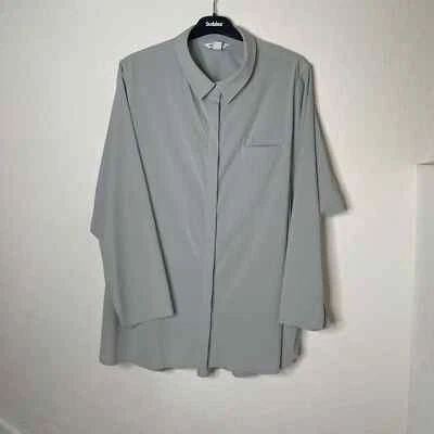 Camisa de manga larga a rayas abotonadas Athleta Urbanite para mujer talla 3X verdosa Foto 1 de 4