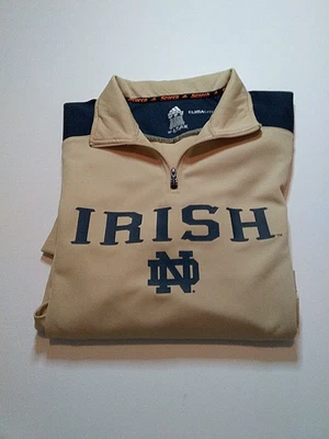 ADIDAS NOTRE DAME LUCHA IRLANDÉS Dorado Azul Quemado Pullover Suéter CAMISA USADA Pequeña Foto 1 de 4