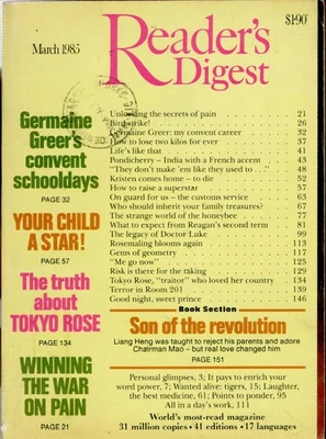Reader's Digest Aust. - March 1985 - Germaine Greer, Ronald Reagan + Tokyo Rose - Image 1 of 2