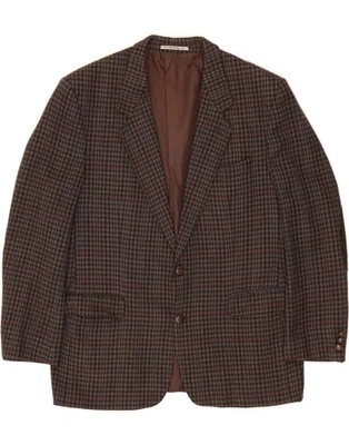 ANGELO LITRICO Mens 2 Button Blazer Jacket IT 56 3XL Brown Check Wool AR14 - Image 1 of 4