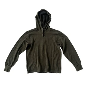Rag & Bone Men's Army Green Waffle Knit Thermal Hooded Pullover Sweater Medium - Picture 1 of 4