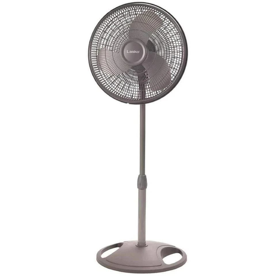 Lasko Adjustable-height 16 In. Oscillating Pedestal Fan Gray